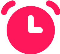 A red clock is shown on the screen.