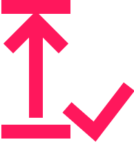 A red arrow and a green check mark